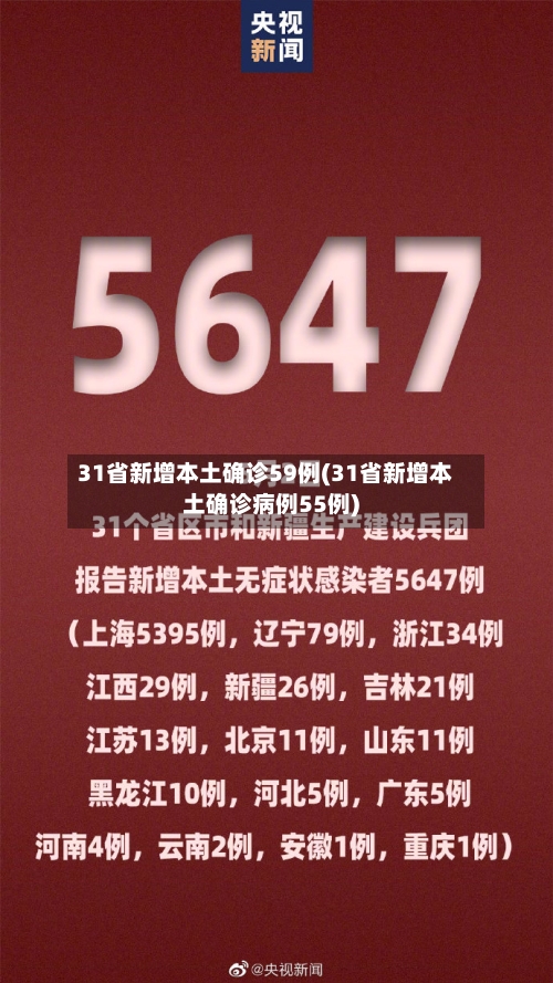 31省新增本土确诊59例(31省新增本土确诊病例55例)